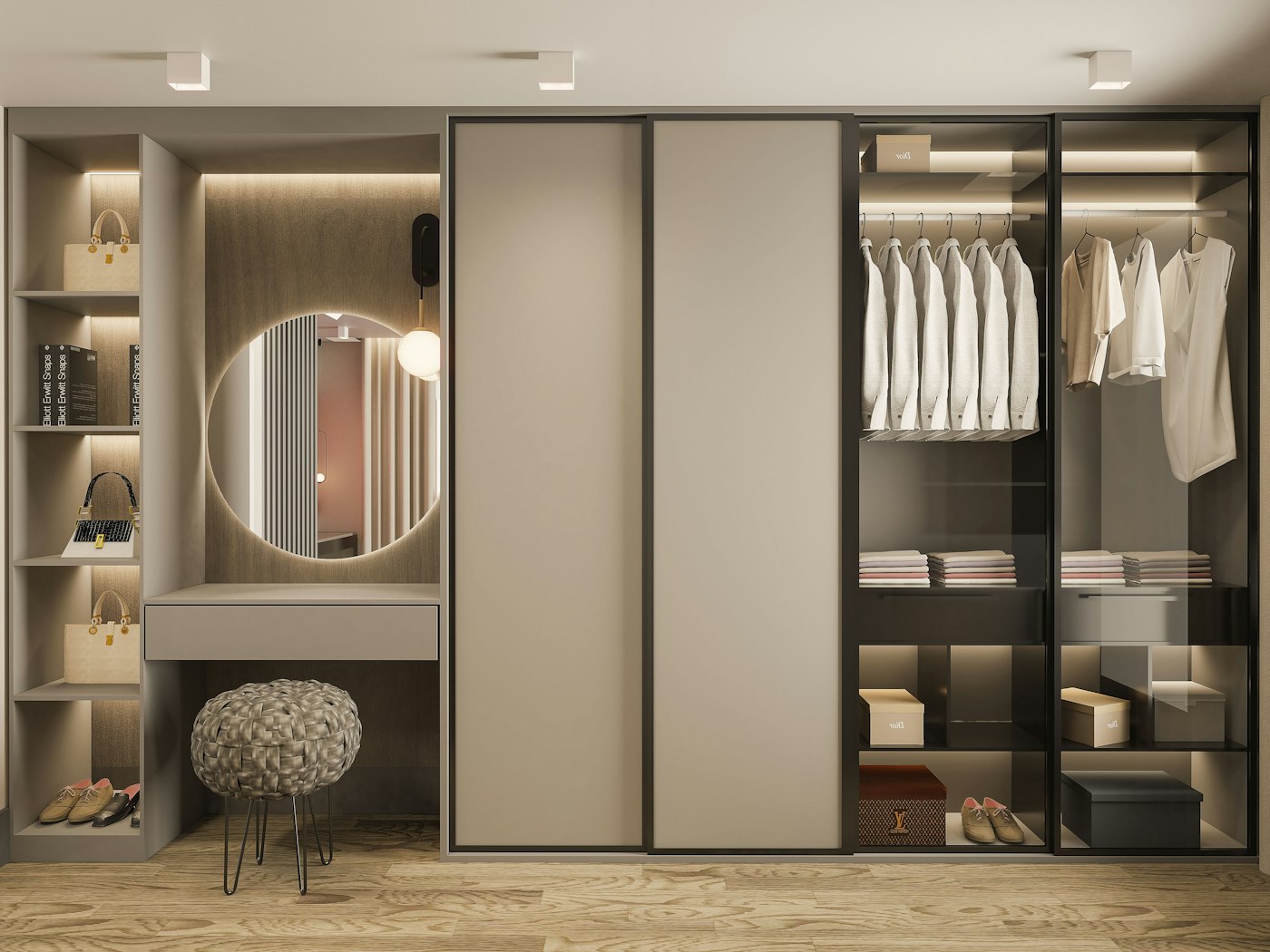 A bespoke fitted wardrobe and dressing area